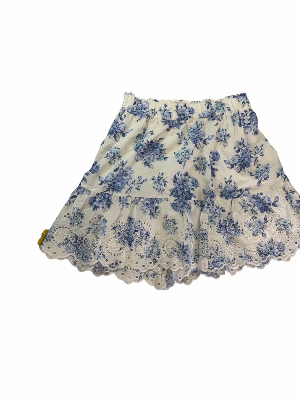 LOFT White Mini Skirt with Blue Floral Eyelet Hem - Picture 3 of 7
